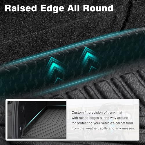 Mixsuper Custom Fit Cargo Liner for Chevrolet Suburban/GMC Yukon XL/Cadillac Escalade ESV 2015-2020, All Weather Cargo Mat Rear Trunk Liner Behind The 3rd Row Seats Black