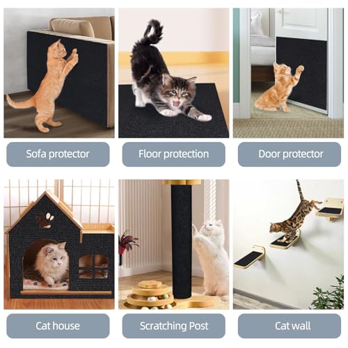 Cat Scratch Mat 120"x15.8", Cat Scratch Pad, Cat Couch Protector (Black) - color: Black