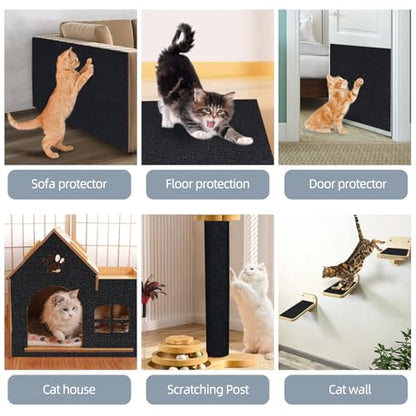 Cat Scratch Mat 120"x15.8", Cat Scratch Pad, Cat Couch Protector (Black) - color: Black