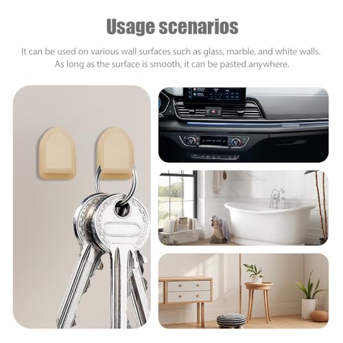 5PCS Car Dashboard Mini Hooks, Car Key Holder, Multifunctional Auto Dashboard Hook, Universal Interior Auto Accessories Self Adhesive Backseat Hanger for Key, Mask, Charging Cable - color: Beige
