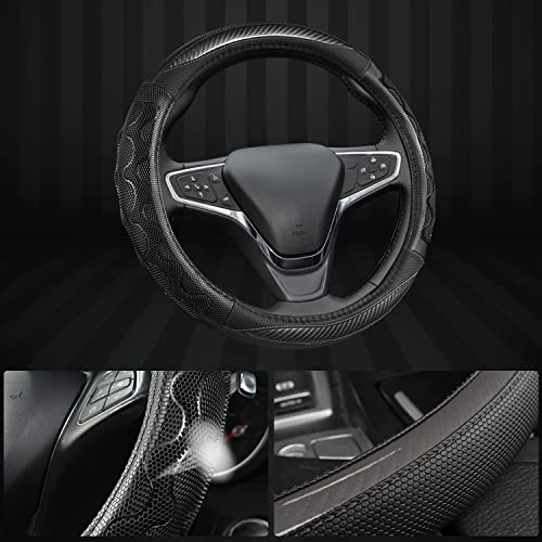 GIANT PANDA Steering Wheel Cover for Chevy Silverado - Car Steering Wheel Cover for Chevrolet Colorado Tahoe - Gray - color: A-Black+Gray
