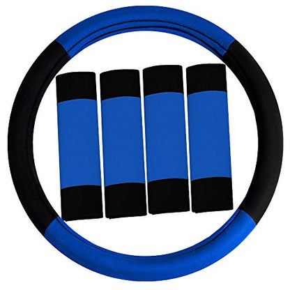 FH Group Automotive Seat Covers Light & Breezy Flat Cloth Full Set - Universal Car, Truck, SUV, or Van (Blue/Black) FB030115 - color: Dark Blue
