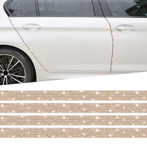 TOMALL Bling Car Door Guard Crash Bumper Crystal Anti-Scratch Strip Sticker Crystals Car Door Bumper Protector Accessory DIY for Interior and Exterior Decoration Styling Accessories (Champagne) - color: Champagne