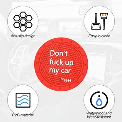Car Cup Coaster, 4Pcs 2.75 Inch Auto Cup Holder Insert Coasters, Non-Slip Waterproof Embedded Drink Mat, Automotive Interior Accessories for Men and Women (D Red/4PCS) - color: D Red/4PCS