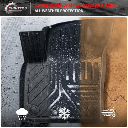 Floor Mats Compatible with 2018-2025 2026 Volkswagen Atlas (NOT for Cross Sport) Cargo Mat Cargo Liner Back Seat Cover 2024 VW Atlas Accessories (Trunk Mat with Backrest Mat+Floor Mats) - style: For Volkswagen Atlas | 2018-2026