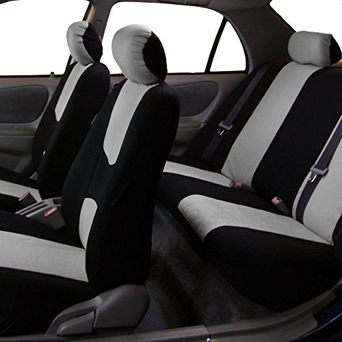 FH Group Car Seat Covers Full Set Cloth - Universal Fit Automotive Seat Covers, Low Back Front Seat Covers, Solid Back Seat Cover, Washable Car Seat Cover for SUV, Sedan and Van Gray - color: Gray, style: Seat Cover Full Set