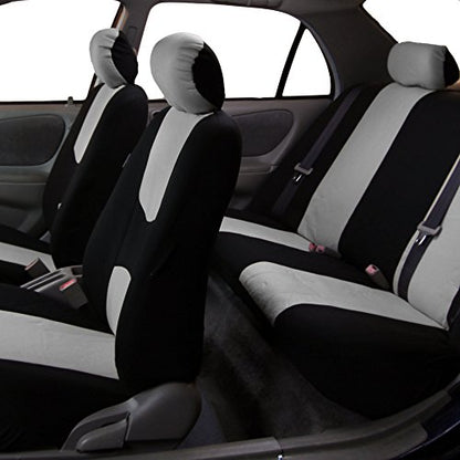 FH Group Car Seat Covers Full Set Cloth - Universal Fit Automotive Seat Covers, Low Back Front Seat Covers, Solid Back Seat Cover, Washable Car Seat Cover for SUV, Sedan and Van Gray - color: Gray, style: Seat Cover Full Set