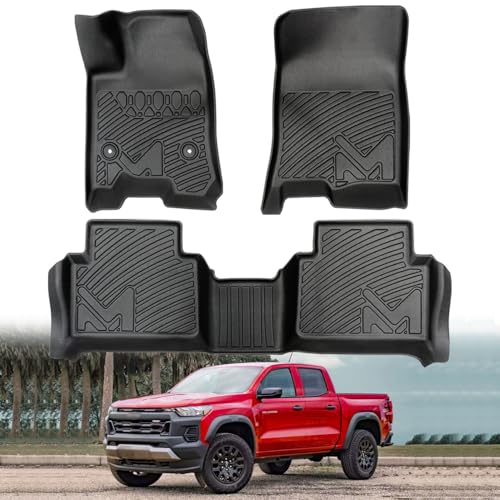 TPE Automotive Floor Mats Custom for 2023-2026 Chevy Colorado & GMC Canyon Crew Cab, All Weather Cover Protection Waterproof Black Floor Liner Front & Rear Row Full Set Car Mats, 3PCS - size: 3PCS (2Row), style: For 2023-2026 | Chevy Colorado & GMC Canyon
