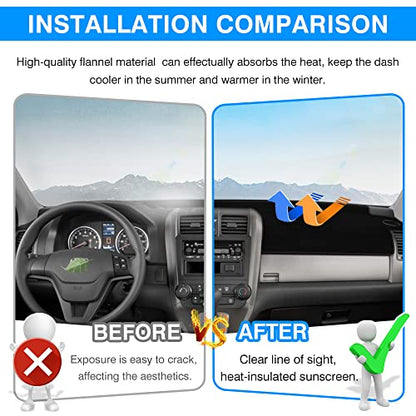 Autorder Dashboard Cover Mat for Honda CRV 2007-2011 Accessories Dash Cover Flannel Dash Mat Sunshade Glare UV Rays Protector (Without HUD) - size: 2007-2011 Honda CRV
