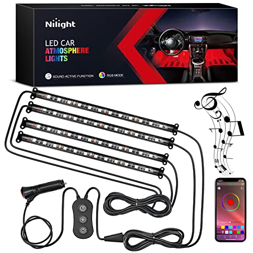 Nilight Car Interior Lights with APP Control 16 Million RGB Colors Strip Lights with Music Sync Mode and Multiple Scene Options for Cars Trucks SUVs - color: 4PCS LED Strip Lights—APP