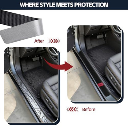 Universal 5PCS Door Sill Protector, Car Door Threshold Protection, Car/SUV Universal Rubber Scratch Resistant Exterior Accessories, Dodge Charger Challenger Durango Accessories(Red)