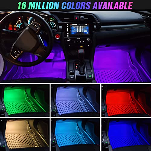 Nilight 4PCS USB Interior Car Lights 48 LEDs RGB LED Strips Lights with App Control Music Sound Active Mode Under Dash Footwell Ambient Lights 2 Line Design for Car Truck ATV UTV, 2 Years Warranty - color: 4PCS USB Interior Lights-APP