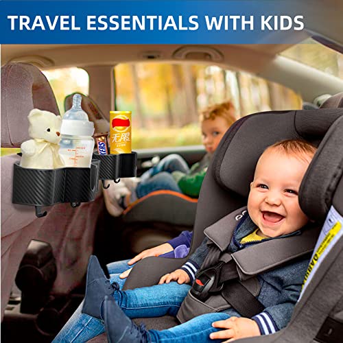 3-in-1 Car Headrest Backseat Organizer with 3.7" Backseat Cup Holder for Car, Seat Back Organizer with Hooks - size: 1-PACK