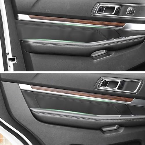 4PCS Door Panel Cover Replacement Compatible with Ford Explorer 2016-2019 Front and Back Vinyl Leather Insert Cards Protector Trim Black (Only Leather Part)