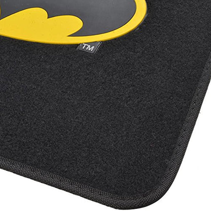 BDK WBMT-1301 Batman Carpet Car Floor Mats Black & Yellow Logo - 4 Pieces, Rubber Backing, Front & Rear Full Set
