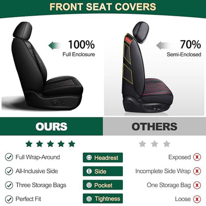 for Toyota Tacoma Seat Covers 2024 2025 2026 Double Crew Cab Car Seat Covers, Leather Ice Silk Waterproof Trucks Pickup Seat Covers Custom Fit for Toyota Tacoma