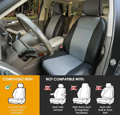 LPI Truck Heavy Duty Car Seat Covers for Front Seats; Fits Sedans and SUVs, Includes Front and Rear Storage Pockets, Built-in Molle Style Organizer; Semi-Custom Fit; Black/Grey, 2pcs - color: Sedan Seat Cover Grey