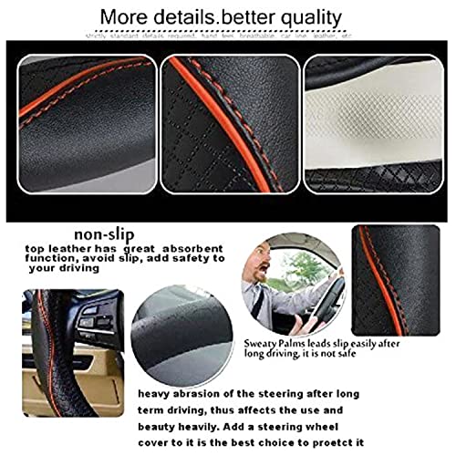Car Steering Wheel Cover, Anti-Slip, Safety, Soft, Breathable, Heavy Duty, Thick, Full Surround, Sports Style (Black with Light Orange Line) - color: Black with Light Orange Line
