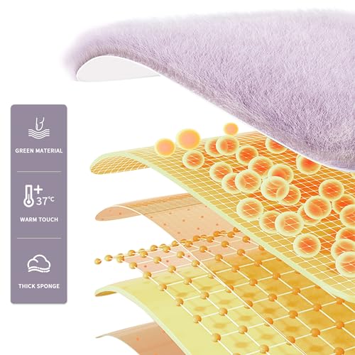 Fuzzy Winter Steering Wheel Covers for Women, Warm Cute Fluffy Car Wheel Cover for Sedan SUV, Super Soft Furry Girly Auto Plush Car Handle Cover for Cold Weather, Purple, 14-15in, Standard Size