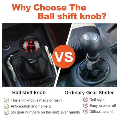 5 Speed Car Racing Gear Shift Shifter Knob, Resin Polished Round Ball Shift Knob with 3 Adapters Compatible with Manual Car (Mini Black 5) - color: 5 Speed Mini(Black)