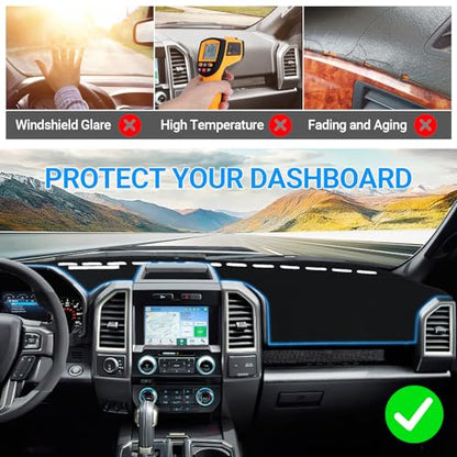 Dashboard Cover Dash Mat Compatible with 2015 2016 2017 2018 2019 2020 Ford F150 Dash Covers Interior Dash Board Accessories Protecter Cover - size: 2015-2020 F150