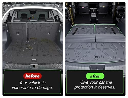 Cargo Trunk Mat with Backrest Mats for Hyundai Santa Fe 2024 2025 2026,All Weather Protection TPE Heavy Duty Cargo Liner Santa Fe Accessories,Black - size: Hyundai Santa Fe 2024-2026