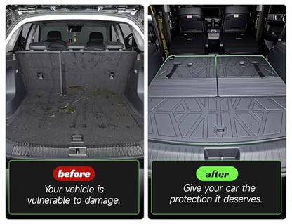 Cargo Trunk Mat with Backrest Mats for Hyundai Santa Fe 2024 2025 2026,All Weather Protection TPE Heavy Duty Cargo Liner Santa Fe Accessories,Black - size: Hyundai Santa Fe 2024-2026