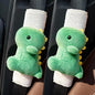 2 PCS Seat Belt Cover Pad, Cute Dinosaur Seatbelt Covers for Kids, Winter Plush Fluffy Soft Seatbelt Cushion, Car Seat Strap Pads (Green) - color: Green