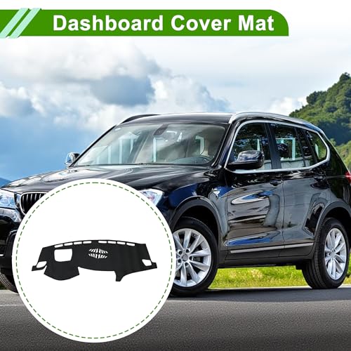 Faux Leather Dashboard Cover for BMW X3 2011-2016 with Hud Dashboard Mat Anti-Slip Sun UV Heat Shield Protection Black 1 Pc