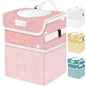 Cute Mini Car Trash Bag with Lid, Glitter Garbage Can Bin Hanging for Back/Front Seat/Console, Waterproof, Leakproof, 2.5 Gallon, Pink Bling Sparkly