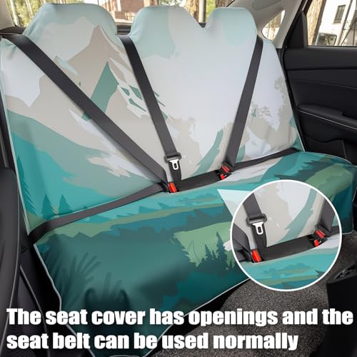 Hahafelt Back Seat Cover with Storage Bag, Moisture Wicking Rear Bench Towel Backseat Cover Nonslip Rear Seat Protector for Cars SUV Van Truck, Post Gym Workout Surfing Running Hiking Beach(Yosemite)
