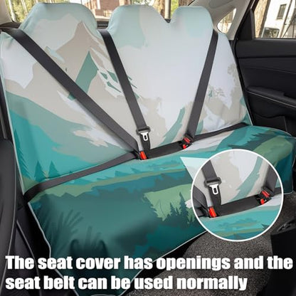 Hahafelt Back Seat Cover with Storage Bag, Moisture Wicking Rear Bench Towel Backseat Cover Nonslip Rear Seat Protector for Cars SUV Van Truck, Post Gym Workout Surfing Running Hiking Beach(Yosemite)
