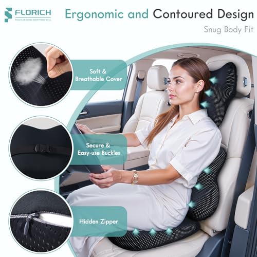 Car Seat Cushion and Lumbar Support Pillow for Office Chair Car, Neck Headrest Pillow, Ergonomic Memory Foam, Pressure-Relieving Back Support for Car, Office Chair & Wheelchair – Black - color: Black, size: Seat Cushion&Lumbar Pillow&Headrest Pillow