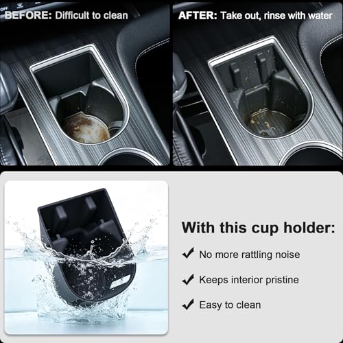 TOPINSTALL 2-in-1 Cup Holder with Phone Mount for 2021-2026 Toyota Sienna, Center Console Silicone Cup Holder Insert, Non-Slip, Dustproof, Waterproof, Anti-Noise, Car Interior Accessories for Sienna