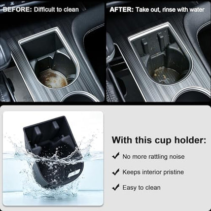 TOPINSTALL 2-in-1 Cup Holder with Phone Mount for 2021-2026 Toyota Sienna, Center Console Silicone Cup Holder Insert, Non-Slip, Dustproof, Waterproof, Anti-Noise, Car Interior Accessories for Sienna