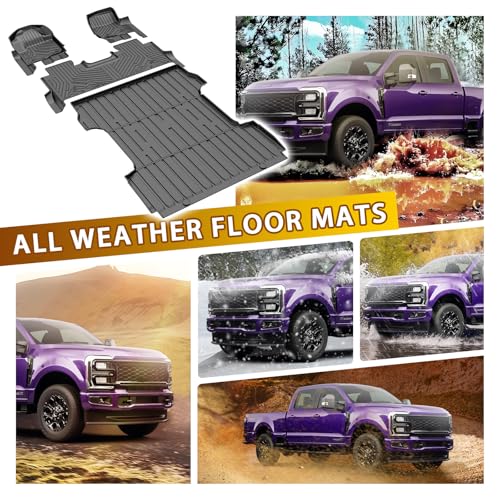 Floor Mats Truck Bed Mat for 2017-2024 2025 2026 Ford F250/F350/F450 Super Duty Crew Cab Accessories All Weather TPE Custom Fit Truck Floor Bed Liners - size: 3)Ford F250/F350/F450｜17-26｜Truck Combo Set