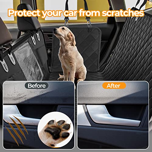 Simple Deluxe Dog Car Seat Cover for Back Seat, Waterproof Dog Car Hammock with Mesh Window, Scratchproof & Nonslip Seat Protector for Cars, Trucks, SUVs, Standard