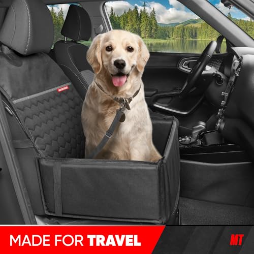 Motor Trend Dog Car Seat - 2 in 1 Waterproof Foldable Bucket Style Truck Dog Booster for Medium Size and Small Dogs – Pet Car Protector & Pet Anxiety Seat - Universal Fit for Cars, Trucks, & SUV - style: Single Seat Cover
