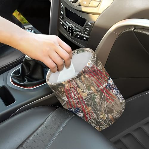 Camo Car Trash Bin Folding Vehicle Garbage Small Mini Can Travel Garbage Organizer Bag Accessories - color: Camo