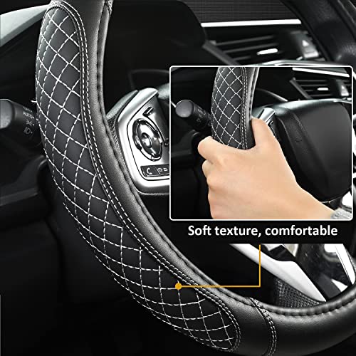 West Llama Customized Auto Car Steering Wheel Cover for Toyota Tacoma,4Runner,Tundra,Sequoia,15.5-16 inch(Diamond Quilted-Black+Gray-Large Size) - color: B-Black+Gray, size: Large Size (15 ½''-16'')