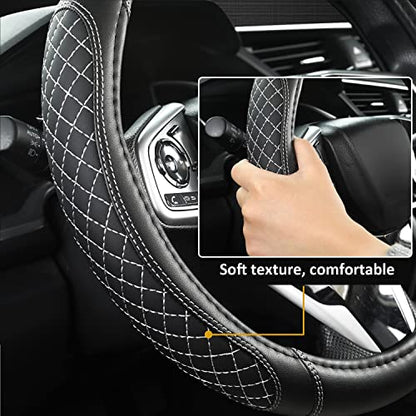 West Llama Customized Auto Car Steering Wheel Cover for Toyota Tacoma,4Runner,Tundra,Sequoia,15.5-16 inch(Diamond Quilted-Black+Gray-Large Size) - color: B-Black+Gray, size: Large Size (15 ½''-16'')