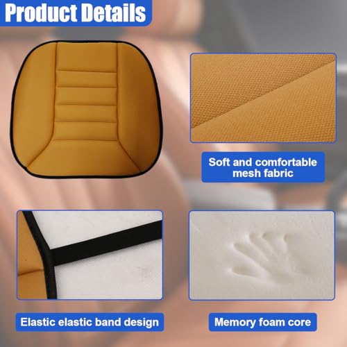 Car Seat Cushion Pad, Memory Foam Automotive Butt Cushion with Non-Slip Silicone Bottom, Breathable Driver Seat Protector for Vehicle, Home and Office Chairs (Orange) - color: Orange