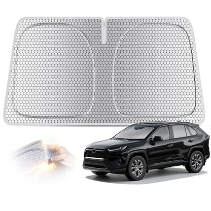 helloleiboo Graphene Car Windshield Sun Shade – 57" x 31" Foldable Car Sun Shade, Advanced Heat Absorption & UV Protection, Universal Fit for Cars, SUVs & Trucks - size: 57 x 31 inches