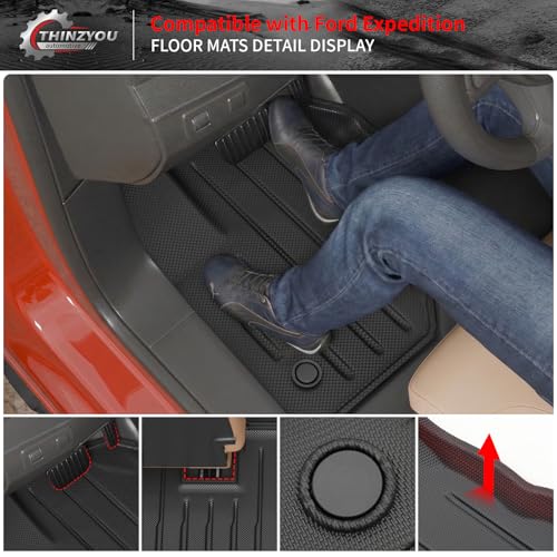 Floor Mats Compatible with 2018-2024 Ford Expedition (Not for Max Models) Cargo Mat Cargo Liner TPE 2023 Expedition 7 Seats Accessories (Trunk Mat+Backrest Mats+Floor Mats) - style: For Ford Expedition 7-Seater | 2018-2024