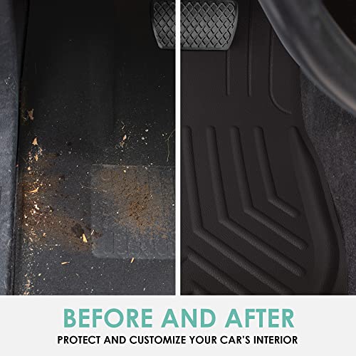 FH Group Faux Leather Deep Dish Car Floor Mats – Trim-to-Fit, Universal Fit Full Set Automotive Floor Mats for Cars, SUVs & Trucks, Durable All-Weather Interior Protection, Black - color: BLACK