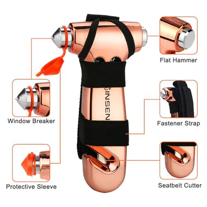 SINSEN Car Window Breaker Seatbelt Cutter, Glass Breaker Emergency Tool, Safaty Hammer Escape Kit, 3-in-1, Neon Purple - color: Vibrant Purple, size: 2