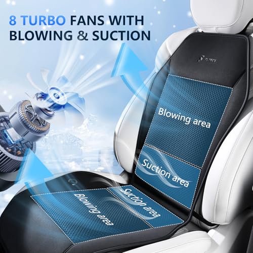 Cooling Car Seat Covers with 8 Turbo Fans Blowing & Suction Ventilated Car Seat Cushion 12V-24V 3-Speed Adjustable Car Seats Cooling Pad Universal Fit for Car SUV Truck Van Summer Driving