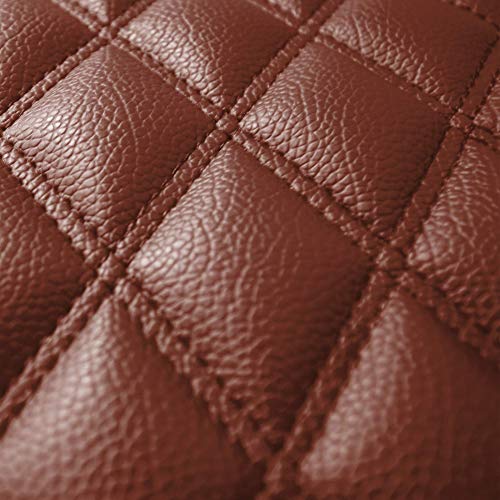 FH Group Luxury Universal Car Floor Mats - Brown PU Leather Diamond Design - Universal Fit Heavy Duty Non-Slip Mats for Sedan, SUV, Truck - color: Brown