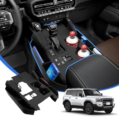 Silicone Center Console Gear Shift Panel Cover for 2024-2026 Toyota Land Cruiser 250 Prado LC250, Silicone Storage Box and Cup Holder Insert Tray, No Affect Wireless Charging(Not for 1958) - size: Land Cruiser 250 2024-2026