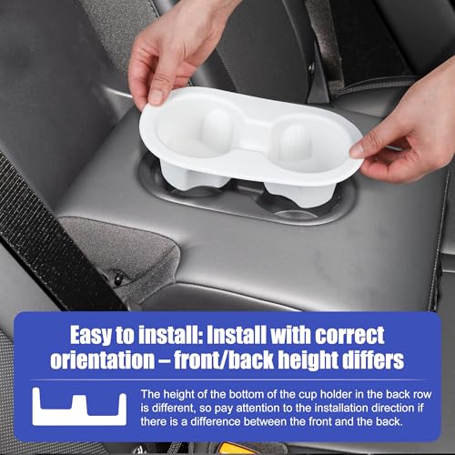 frani Cup Holder Set (2-Piece) Compatible with Tesla Model Y 2021-2026 & Juniper Refresh - Premium Silicone Inserts for Center Console & Rear Seats White - color: White, style: Model Y Juniper 2025-2026